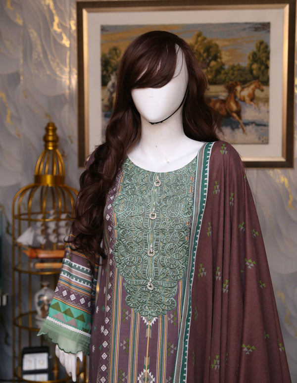 Purple Brown Printed Shawl Dress